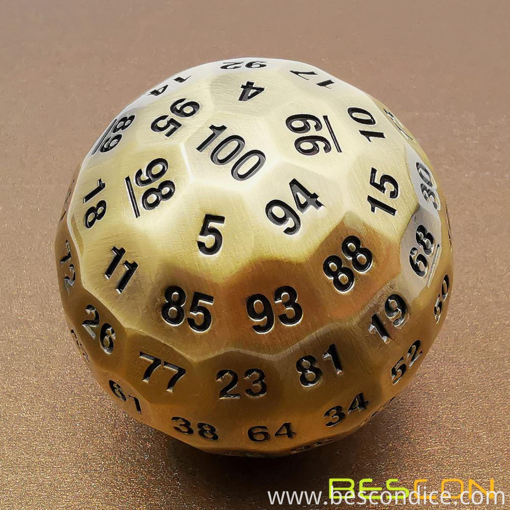 Solid Metal 100 Sided Polyhedral Dice 4 Solid Metal 100 Sided Polyhedral Dice 4